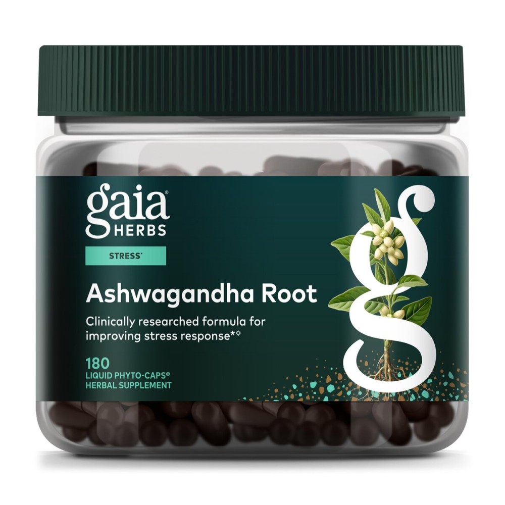 Gaia Herbs Ashwagandha Root - Stress Relief & Sleep Support Supplement - Supports Balanced Energy Levels & Positive Outlook* - 180 Vegan Liquid Phyto Capsules (90-Day Supply)
