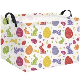 HIYAGON Easter Basket for Kids, Empty Baby Easter Basket for Boys and Girls, Cute Toy Storage Organizer Bin Box, Rectangular Easter Egg Bunny Room Dcor