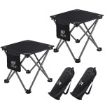 Opliy Camping Stool 2 Pack,13 Inch Portable Folding Stool for Outdoor Gardening and Beach Hiking Fishing,Foot Stool with Carry Bag (Black)