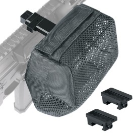 Feyachi Heat Resistant Brass Catcher for AR Thickened Nylon Cartridge Casing Shell Catcher Net with Quick Release Zipper, 2 Picatinny Rail Mounts - Holds 100+ Casings (Nickel)