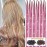 Pink Hair Tinsel Kit with Tool 6pcs 1200 Strands Glitter Tinsel Hair Extensions Heat Resistant Sparkling Shiny Fairy Hair Accessories for Women Girls Kids 47Inch