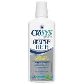 Closys Healthy Teeth Anti-Cavity Oral Rinse Mouthwash with Fluoride, Non-Burning, Non-Irritating - 32 Fl Oz