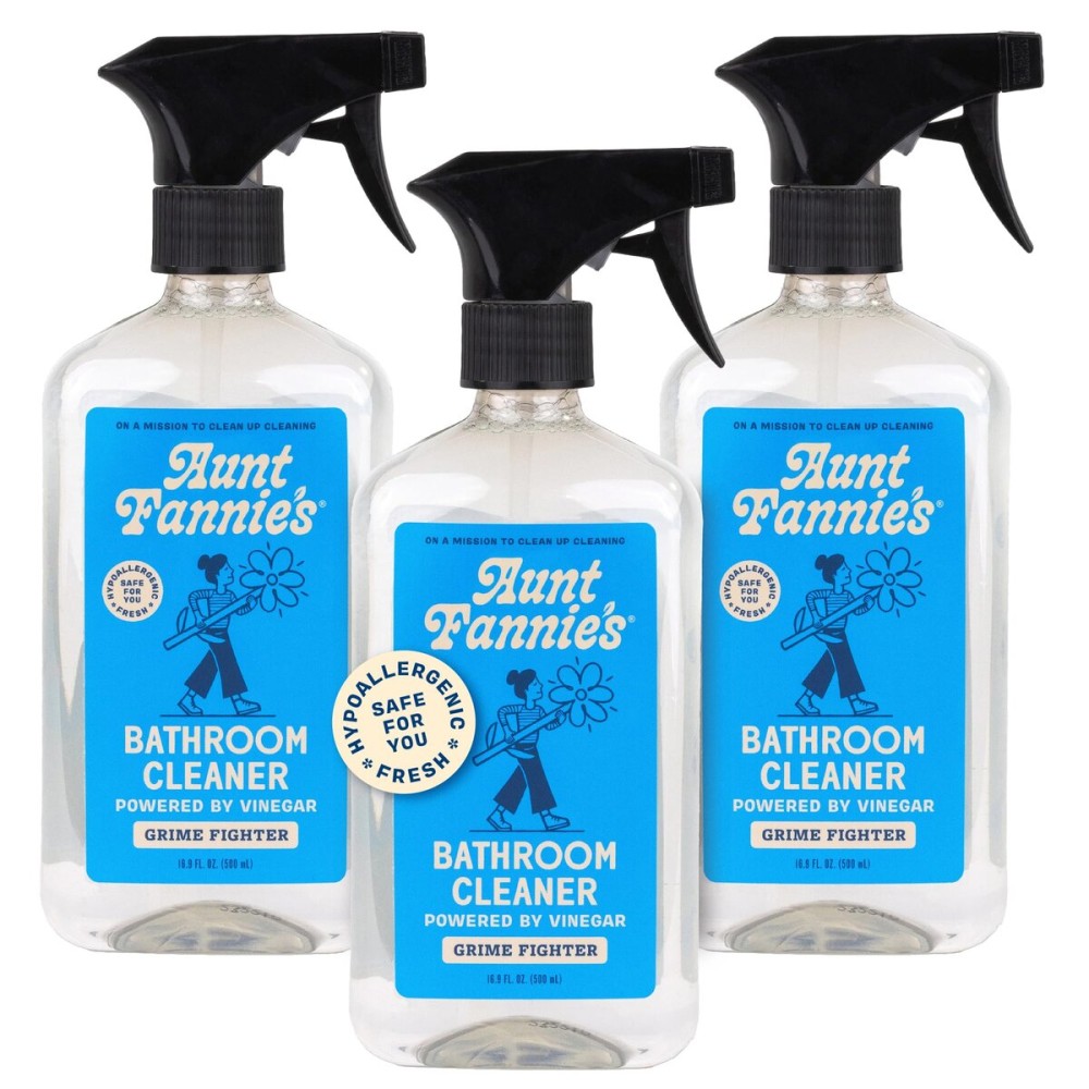 Aunt Fannie\'s All Purpose Bathroom Cleaner Vinegar Spray for Shower, Tub, Toilet, Tile, Sink and Fixtures, 16.9 Ounces (Pack of 3)