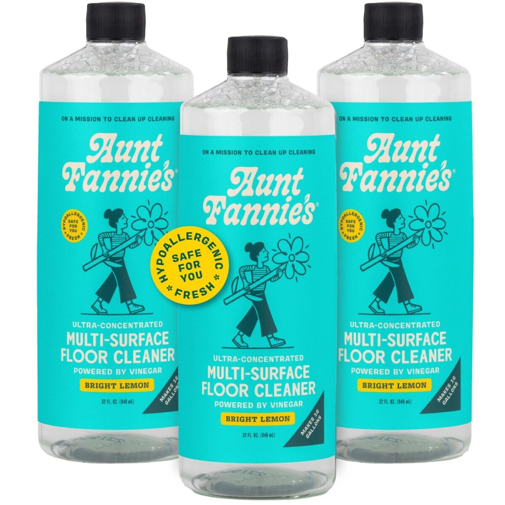 Aunt Fannie\'s Ultra Concentrated Floor Cleaner Vinegar Wash, Multi-Surface Solution For Mopping, Makes 16 Gallons, Bright Lemon Scent, 32 oz. (Pack of 3)