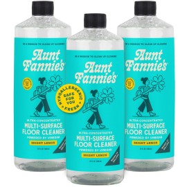 Aunt Fannie\'s Ultra Concentrated Floor Cleaner Vinegar Wash, Multi-Surface Solution For Mopping, Makes 16 Gallons, Bright Lemon Scent, 32 oz. (Pack of 3)
