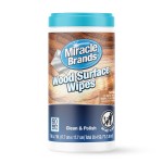 MiracleWipes for Wood Surfaces, Remove Dirt and Grime Buildup, Clean, Protect, and Polish Cabinets, Furniture, and Wood Floors, Great for Kitchen and Bathroom Cleaning Support - 60 Count