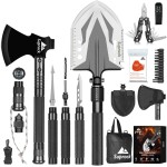 Suprock Survival Shovel High Carbon Steel Tactical Shovel Axe Folding Entrenching Tool Camping Hiking Shovel Carrying Pouch Car Emergency Survival Gear