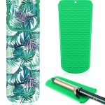 Shappy 2 Pieces Curling Iron Travel Case Cover Heat Resistant Flat Iron Holder Case Sleeve Neoprene Straightener Holder and Silicone Hot Tools Flat Bag(Frond Style)