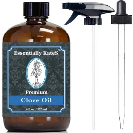 Essentially KateS Clove (Leaf) Oil 4 Fl Oz - Premium Grade Essential Oil for Hair Care, Home Diffusers, Skin, Aromatherapy, Massage and Garden Care - Steam Distilled. Part Used is Leaf.