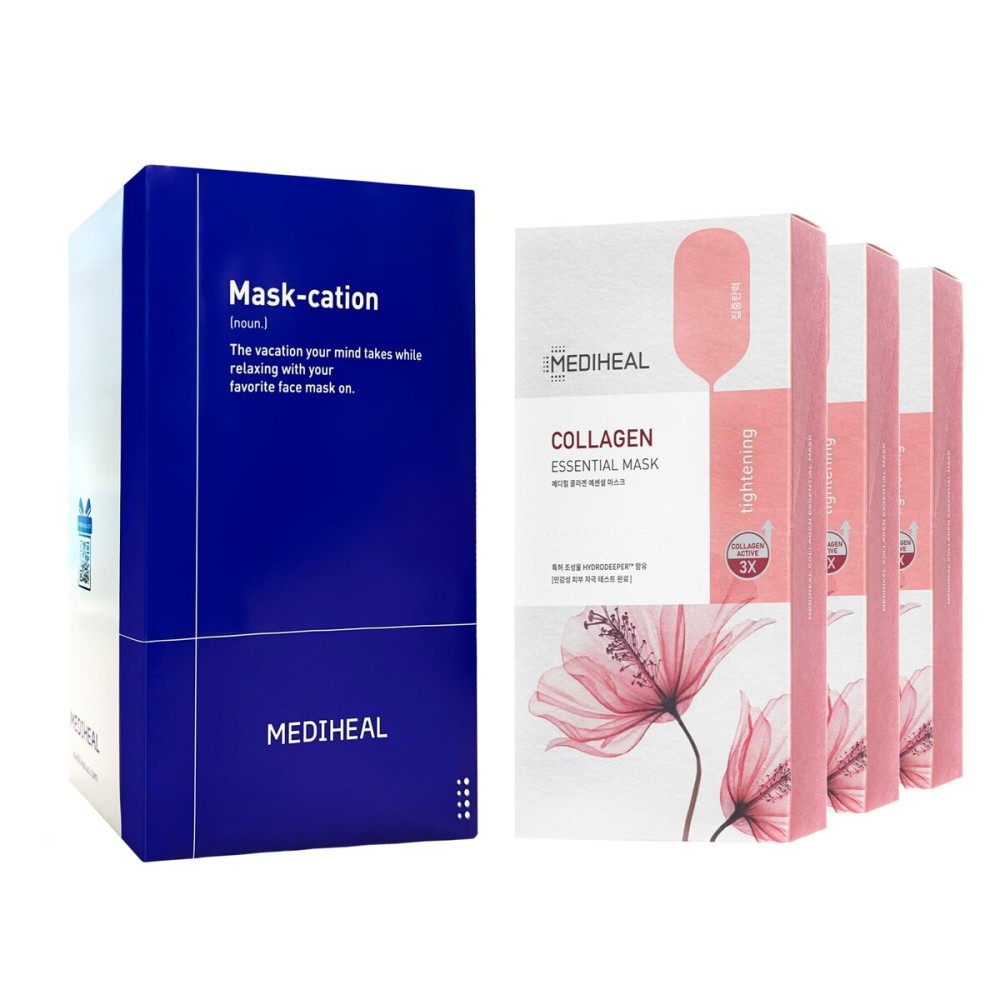Mediheal Official Best Korean Sheet Mask - Collagen Essential Face Mask Lifting and Firming For All Skin Types Value Sets (30 Count)