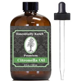 Essentially KateS Premium Citronella Oil 4 Fl Oz - 100% Pure and Natural - with Sprayer and Dropper