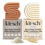 Kitsch Rice Water Protein Solid Shampoo and Conditioner Set for Hair Growth - Strengthening Hair Care Duo w/Rice Protein & Vitamins for Damage Repair - Paraben, Sulfate & Silicone Free, Made in USA