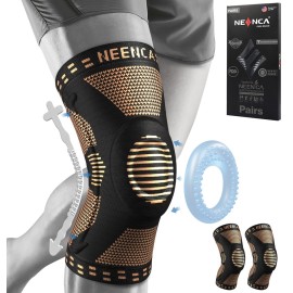 NEENCA 2 Pack Knee Braces for Knee Pain, Compression Knee Sleeves with Patella Gel Pad & Side Stabilizers, Knee Support for Meniscus Tear, Arthritis, Joint Pain, ACL, Runner, Workout