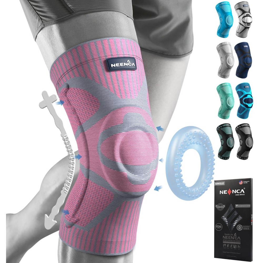 NEENCA Knee Brace for Knee Pain Relief, Medical Knee Support with Patella Pad & Side Stabilizers, Compression Knee Sleeve for Meniscus Tear, ACL, Arthritis, Joint Pain, Runner, Sport- FSA/HSA APPROVED