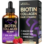 Liquid Biotin & Collagen 60,000 mcg - Vitamins for Hair Growth Support - Extra Strength Drops for Women & Men - Liquid Collagen Supplement - Strong Nails & Healthy Skin - Made in USA - 2 Fl Oz