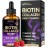 Liquid Biotin & Collagen 60,000 mcg - Vitamins for Hair Growth Support - Extra Strength Drops for Women & Men - Liquid Collagen Supplement - Strong Nails & Healthy Skin - Made in USA - 2 Fl Oz