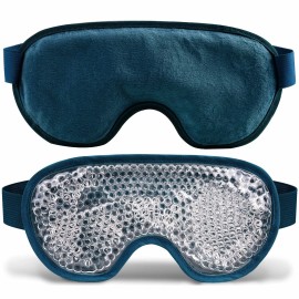 Cooling Eye Mask with Gel Bead, Reusable Cold Compress Ice Pack Sleeping Eye Cooling Pads for After Eyelid Surgery, Puffiness, Puffy Eyes, Headache, Migraine Relief(Navy Blue)