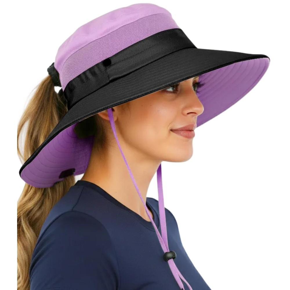 GearTOP Ponytail Sun Hat for Women with UPF 50+, Purple