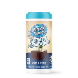 MiracleWipes for Granite & Stone, Clean, Protect, Polish Stone, Marble, Quartz, Slate, Tile, Laminate Surfaces in Kitchen and Bathroom - 60 Count