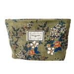 SxoSyo Cosmetic Bags for Women Makeup Bag Large Capacity Purse Travel Toiletry Zipper Storage Pouch Make up Brushes Organizer for Gifts (Plant Flowers, Dark Green)