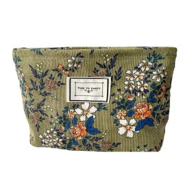 SxoSyo Cosmetic Bags for Women Makeup Bag Large Capacity Purse Travel Toiletry Zipper Storage Pouch Make up Brushes Organizer for Gifts (Plant Flowers, Dark Green)