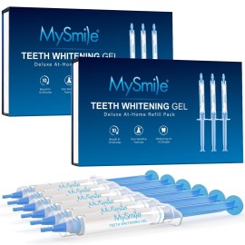 MySmile Teeth Whitening Gel Refills Pack, 6 Non-Sensitive Tooth Whitening Gel for White Teeth, Teeth Whitener Dental Grade Tooth Stain Remover for Tray, 10 min Fast Result Whitening