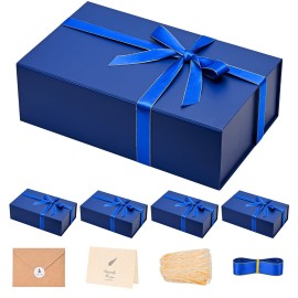 LIFELUM Gift Boxes 5 Pack 13.85 x 8.35 x 4.45 inch, Large Gift Box for Presents with Ribbon,Card,Shredded Paper Filler