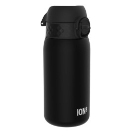 Ion8 Small Water Bottle, 350 ml/12 oz, Leak Proof, Easy to Open, Secure Lock, Dishwasher Safe, BPA Free, Carry Handle, Hygienic Flip Cover, Easy Clean, Odor Free, Carbon Neutral, Black