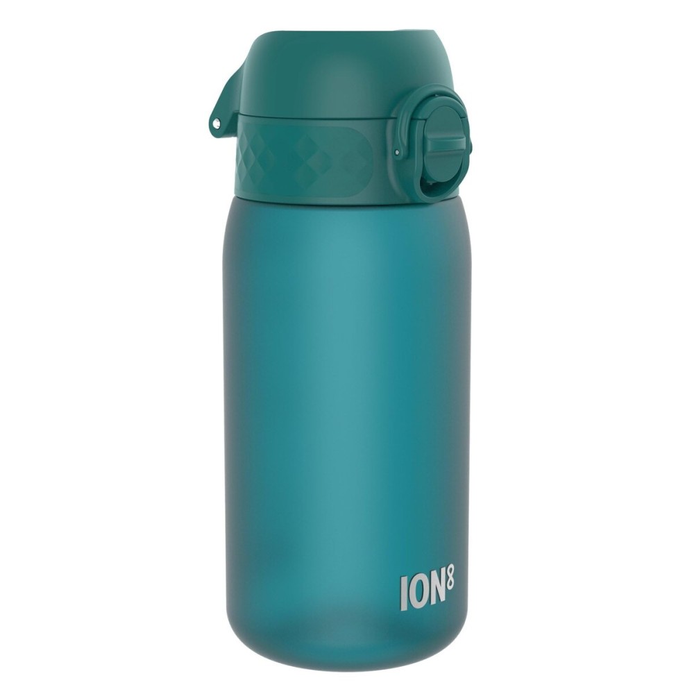 Ion8 Small Water Bottle, 350 ml/12 oz, Leak Proof, Easy to Open, Secure Lock, Dishwasher Safe, BPA Free, Carry Handle, Hygienic Flip Cover, Easy Clean, Odor Free, Carbon Neutral, Aqua Blue