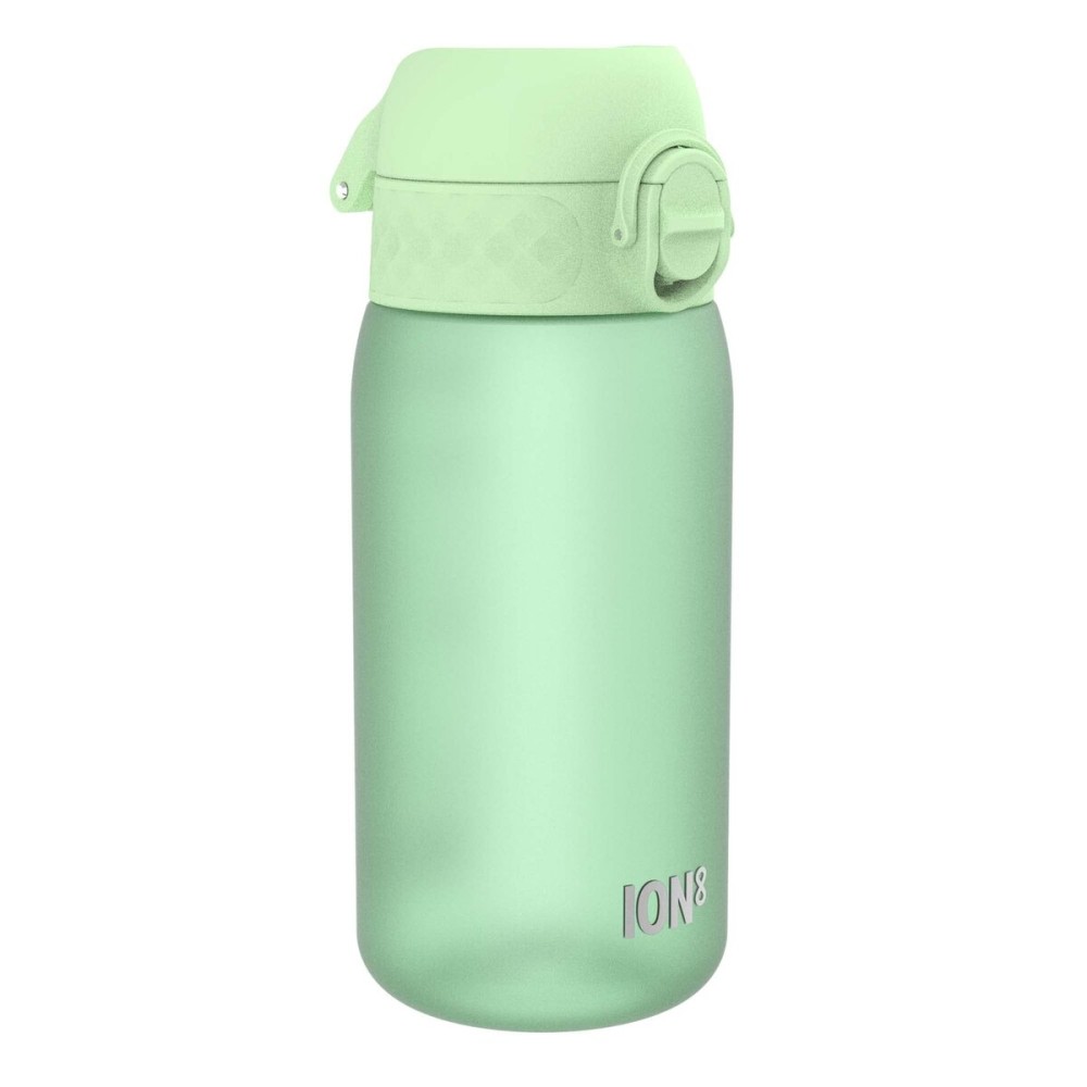 Ion8 Small Water Bottle, 350 ml/12 oz, Leak Proof, Easy to Open, Secure Lock, Dishwasher Safe, BPA Free, Carry Handle, Hygienic Flip Cover, Easy Clean, Odor Free, Carbon Neutral, Surf Green