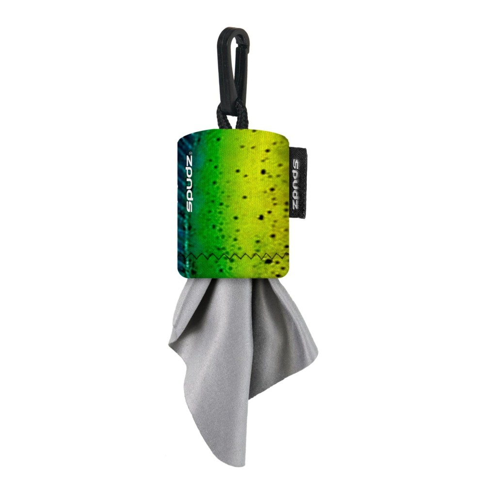 SPUDZ Classic Microfiber Lens Cleaner - Clip-On Pouch, Washable - for Binoculars, Scopes, Glasses, Screens | Mahi Mahi, 6 x 6 Inch
