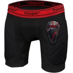 Youper Boys Youth Padded Sliding Shorts with Soft Protective Athletic Cup for Baseball, Football, Lacrosse (Black Red, X-Large)