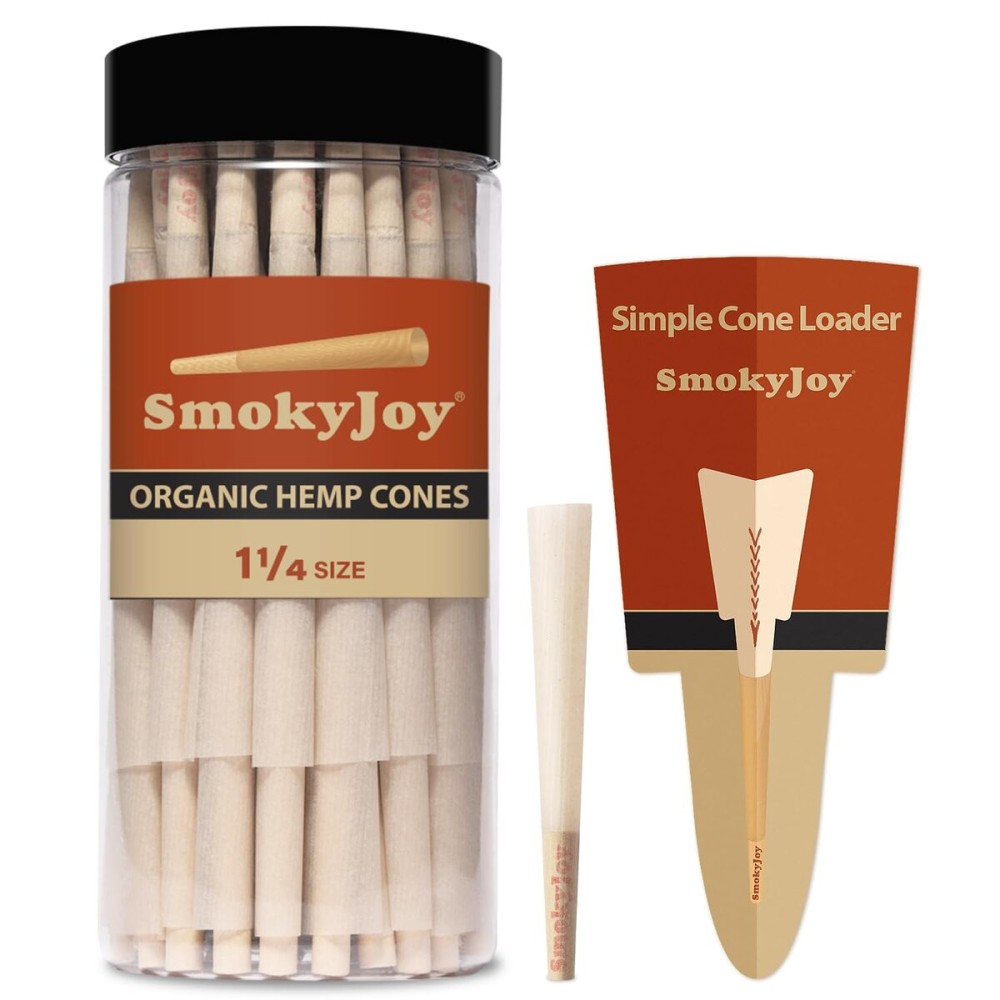 SmokyJoy 200 Pack 1 1/4 Size Cones Rolling Papers Pre Rolled Paper Cones - Preroll Pre Rolls Paper with Filter Tips and Packing Tubes Included