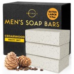 O NATURALS 7.76 oz (3PC) Exfoliating Soap Bar Cedarwood - Heavy Grit Mens Soap - All Natural Exfoliation Bar Soap for Men - Apricot Kernels Bar Soap - Face Soap Bar - Moisturizing Mens Face Bar Soap