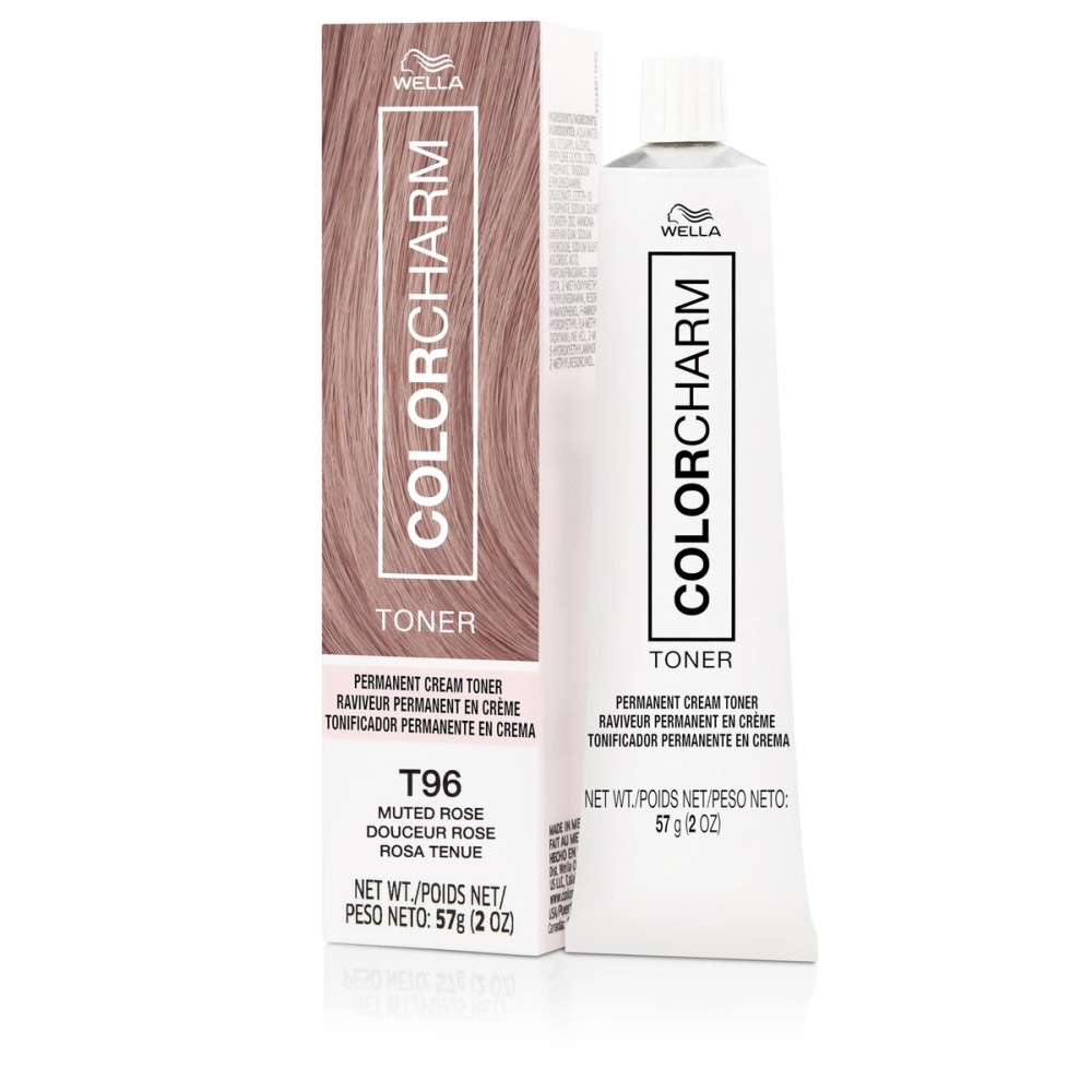 COLORCHARM Permanent Cream Toner | Neutralize Brass | Free of Animal-Derived Ingredients, Parabens & Gluten Free | T96 Muted Rose | 2 oz