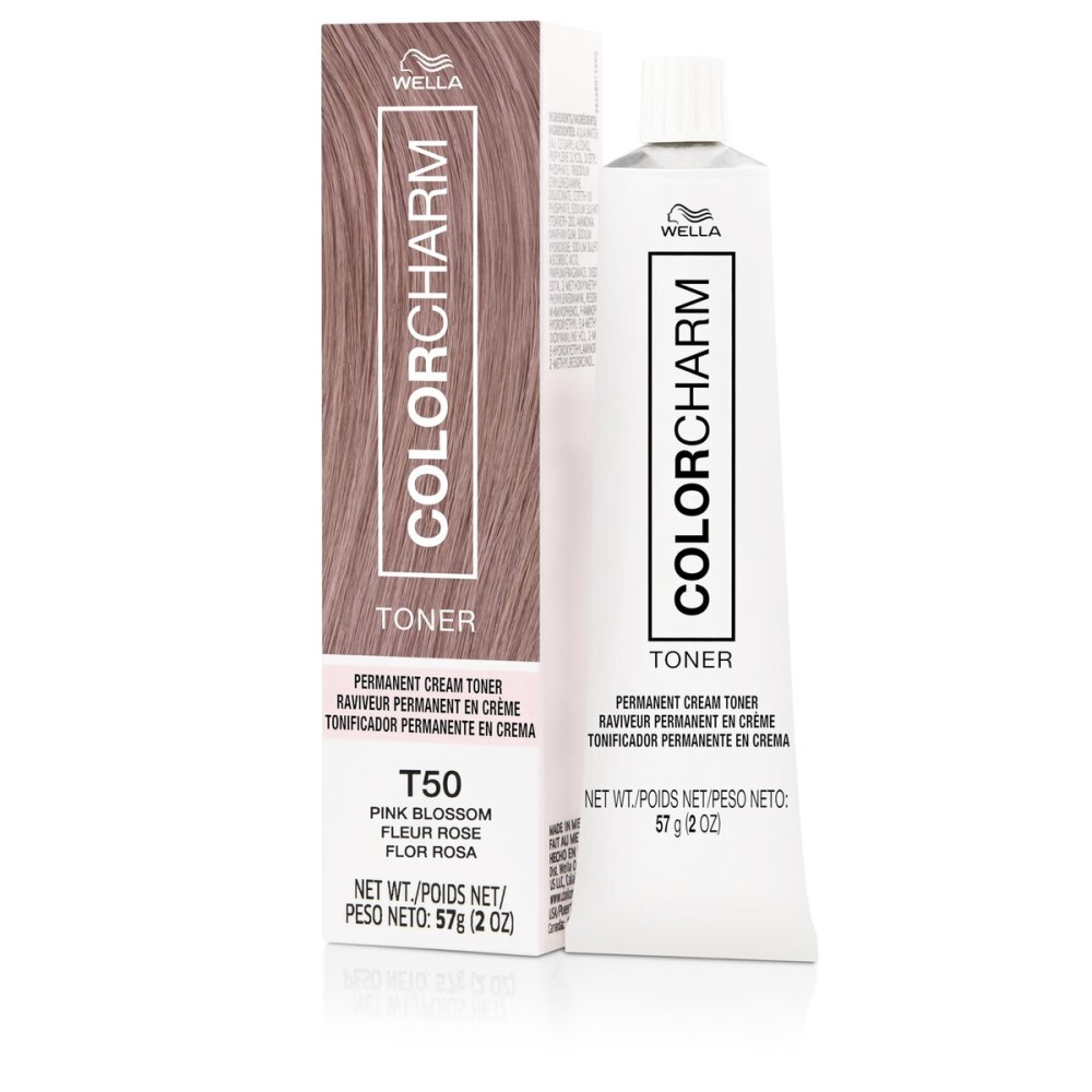 COLORCHARM Permanent Cream Toner | Neutralize Brass | Free of Animal-Derived Ingredients, Parabens & Gluten Free | T50 Pink Blossom | 2 oz