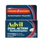 Advil Dual Action Coated Caplets with Acetaminophen, 250 Mg Ibuprofen and 500 Mg Acetaminophen per Dose (2 Dose Equivalent) for 8 Hour Pain Relief - 216 Count