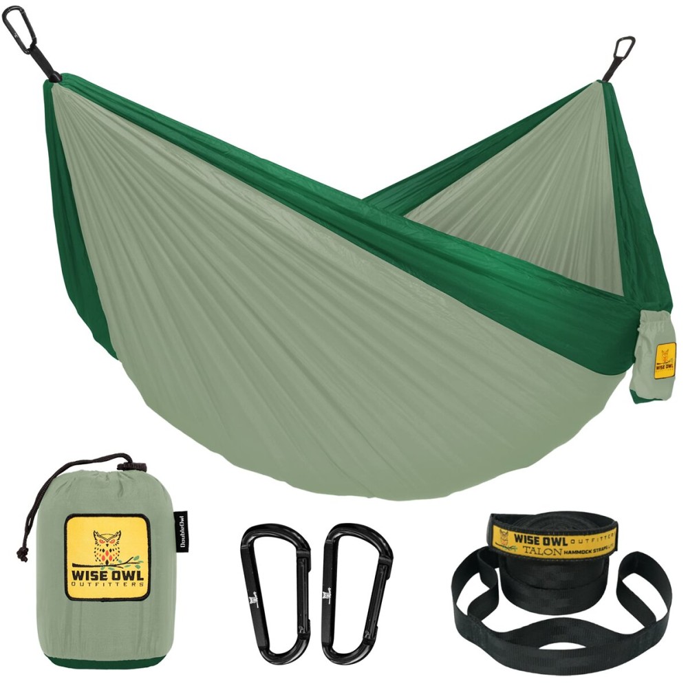 Wise Owl Outfitters Camping Hammock - 500lbs Portable Hammock with Tree Straps - Travel, Backpacking, Hiking, Outdoors Camping Gear - Double