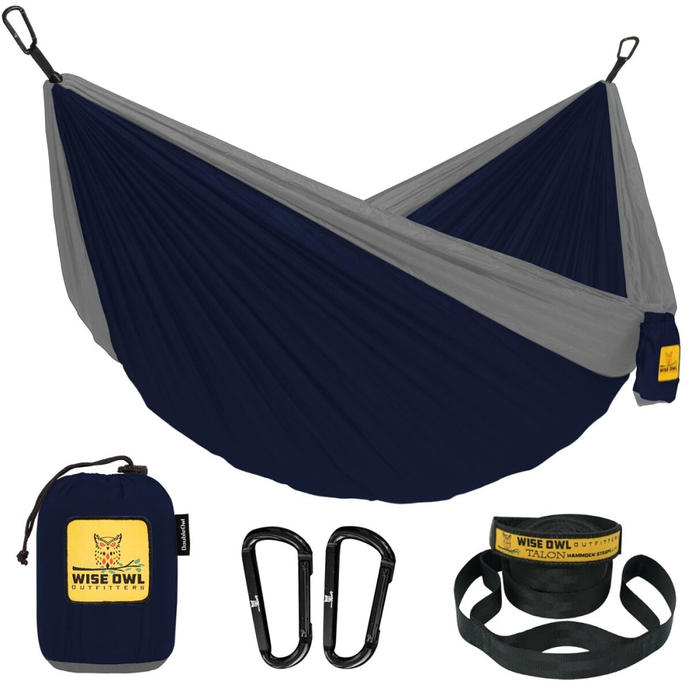 Wise Owl Outfitters Camping Hammock - 500lbs Portable Hammock with Tree Straps - Travel, Backpacking, Hiking, Outdoors Camping Gear - Double