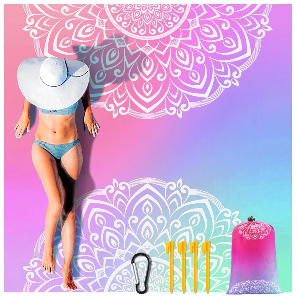 HIHOHO Beach Blanket Waterproof Sandproof Extra Large Beach Mat 79 X 83/120x108for 1-8 Adults Quick Drying Durable Outdoor Picnic Mat for Beach Travel Camping Hiking