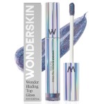 Wonderskin Lip Gloss Blading Top Gloss, Hydrating and High Shine Finish Lip Makeup (Blue Glitter)