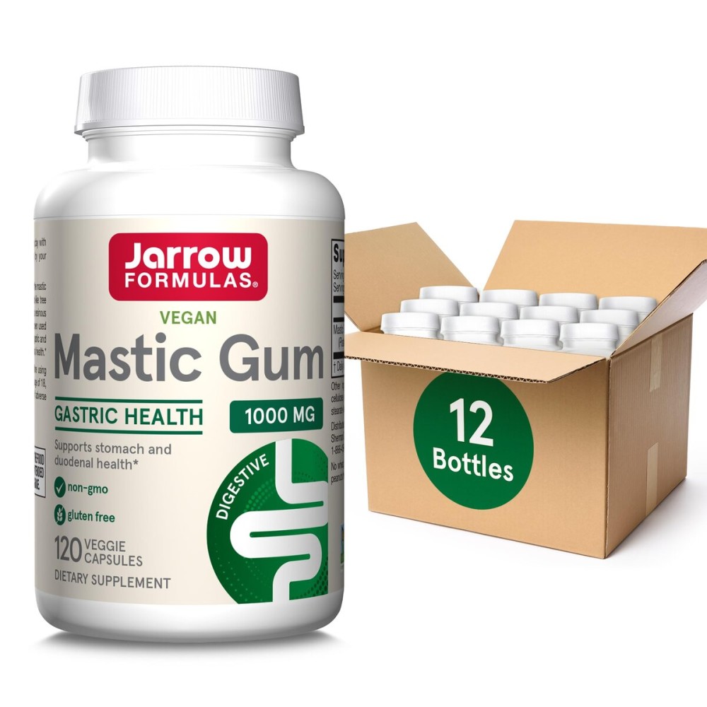 Jarrow Formulas Mastic Gum 1000 mg, Dietary Supplement for Gastrointestinal Health Support, 120 Veggie Capsules, 60 Day Supply, Pack of 12