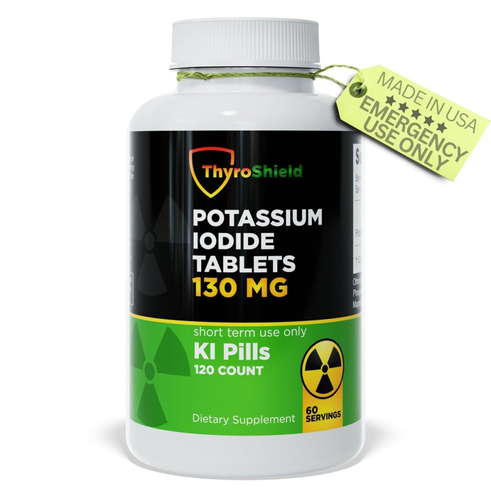 Potassium Iodide Tablets 130 mg | 120ct Iodine Tablets for Radiation Exposure - Potassium Iodine Pills - YODO Naciente - KI Pills - Made in USA - ThyroShield