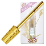 PANA Tapered Barrel Carbide 3/32 Shank Size - (Gold, Extra Fine Grit) - Fast remove Acrylic or Hard Gel Nail Drill Bit for Manicure Pedicure Salon Professional or Beginner