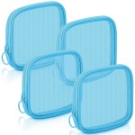 Weewooday 4 Pcs Mesh Makeup Bag Mesh Cosmetic Bag Travel Toiletry Pouch with Zipper Mini Makeup Cosmetic Purse for Daily Accessory(Small,Blue)