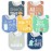 2ooya 7Pcs Cotton Waterproof Baby Bibs Adjustable Hook Loop Closure Infant Bib Unisex Colorful Newborn Babies Food Bibs for Teething Drooling Feeding Eating 6-12 Months