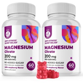 DR. MORITZ Magnesium Gummies for Adults - Sugar-Free Calm Magnesium Gummies - Supports a Healthy Stress Response - Raspberry Flavor - Non-GMO, 200 mg, 2 Pack (120 Count)
