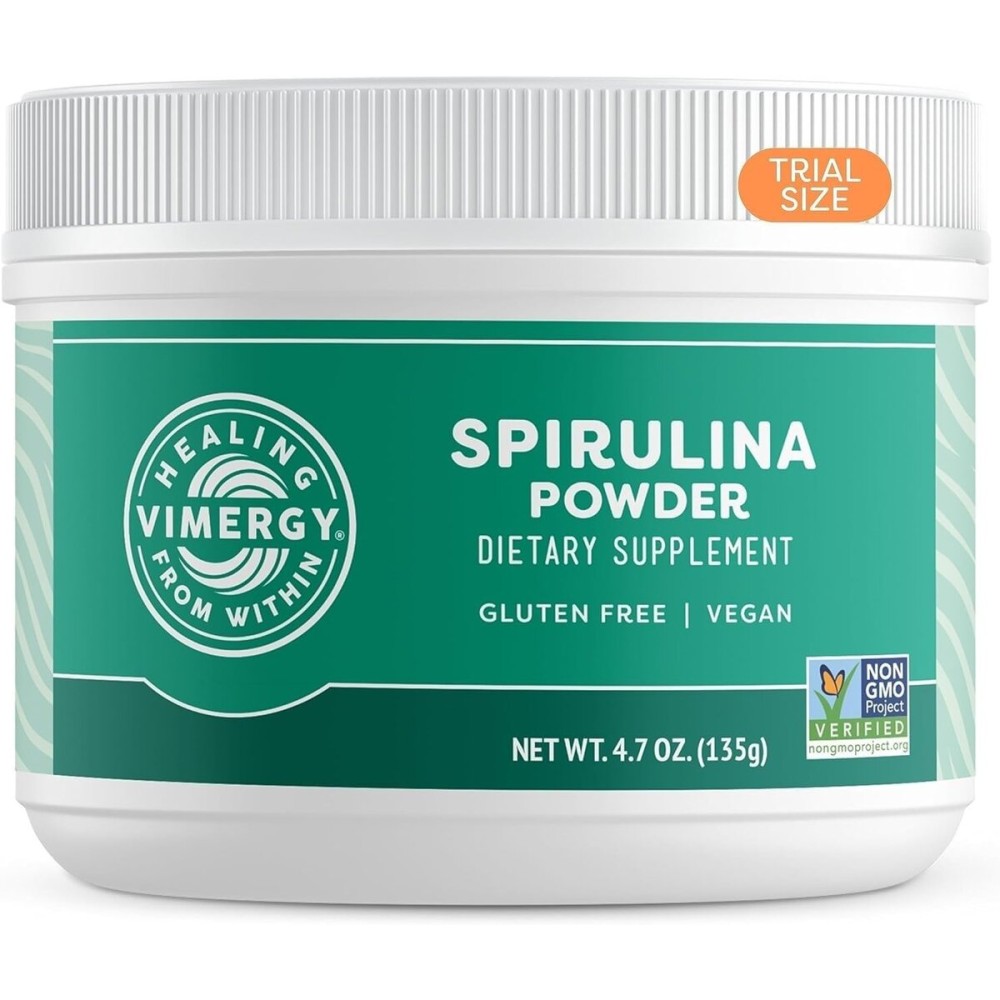 Vimergy Spirulina Powder - Concentrated Plant Protein Supports Immune Health & Cardiovascular Function - Vegan, Kosher, Gluten-Free - 135g