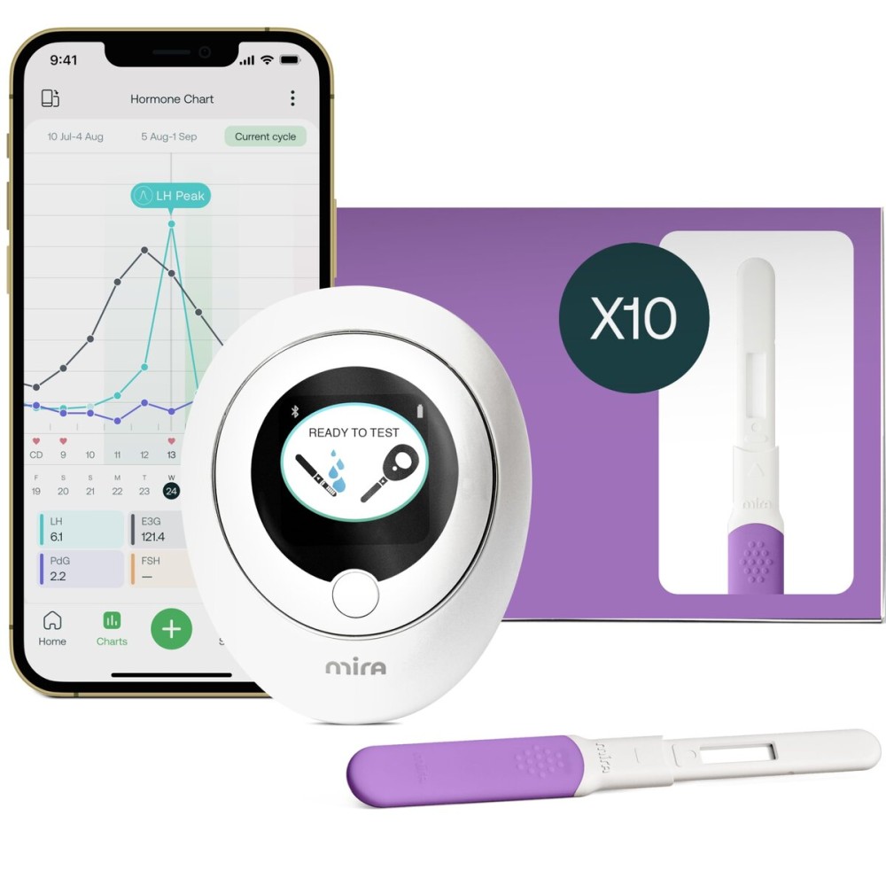 Mira Max Fertility Monitor & Ovulation Test Kit for Women, at-Home Hormone Tracker for LH, PdG & E3G, Digital Hormone Analyzer with 10 Test Wands, 7 More Accurate Than Other Fertility Trackers