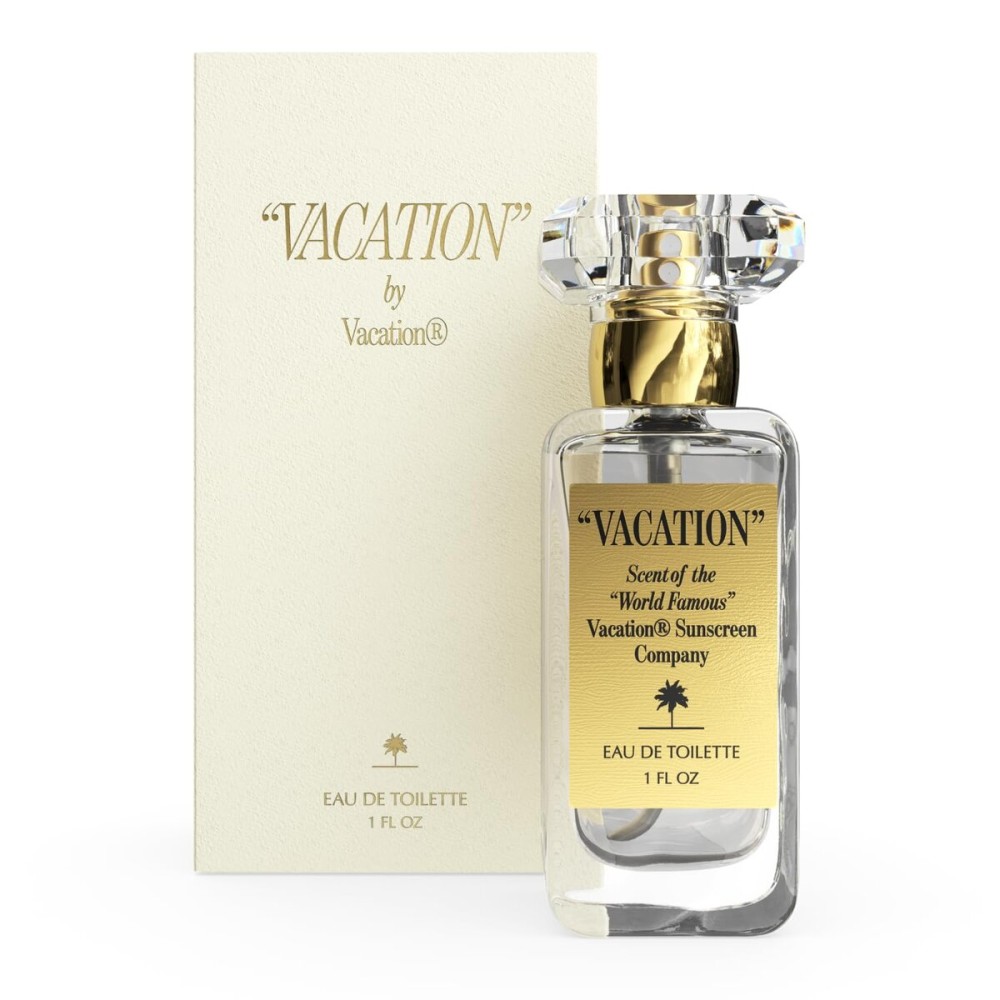VACATION Sunscreen Eau de Toilette, Beach Coconut Perfume, Unisex Scent of Sunscreen & Summer, Travel Size, 1 Fl. Oz.